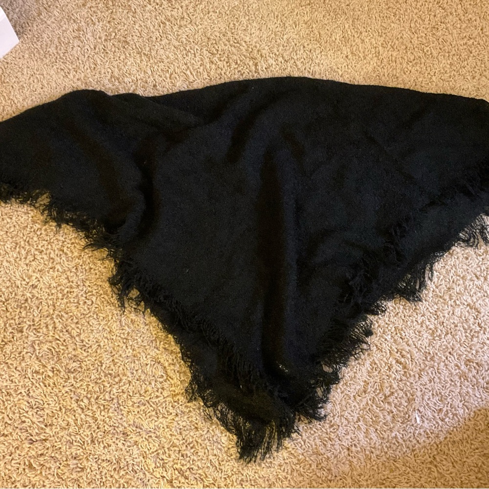 Imparts Elegant Black Fringed Shawl - Picture 2 of 3